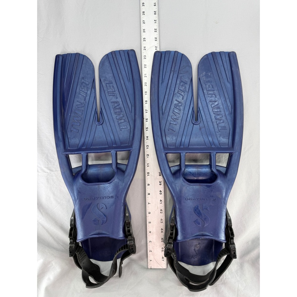 Scubapro Twin Jet Blue Open Heel Split Fins Large Nature's Wing Scuba Diving USA